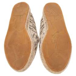 Carolina Herrera Beige Monogram Canvas Espadille Flats Size 36
