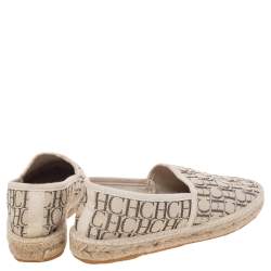 Carolina Herrera Beige Monogram Canvas Espadille Flats Size 36