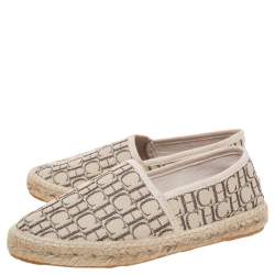 Carolina Herrera Beige Monogram Canvas Espadille Flats Size 36