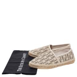 Carolina Herrera Beige Monogram Canvas Espadille Flats Size 36
