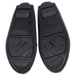 CH Carolina Herrera Black Leather Logo Charm Detail Slip On Loafers Size 39