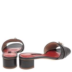 CH Carolina Herrera Brown Monogram Canvas And Leather Traveller Locked Slide Sandals Size 38