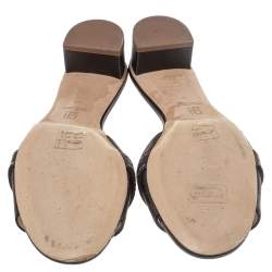 CH Carolina Herrera Brown Monogram Canvas And Leather Traveller Locked Slide Sandals Size 38