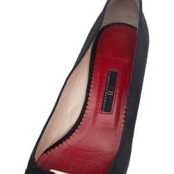 Pre Owned Carolina Herrera Black Nubuck Leather Bow Pumps Size 39