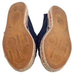 Pre Owned Carolina Herrera Navy Blue Espadrille Slip On Loafers Size 41
