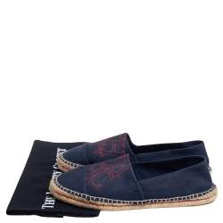 Pre Owned Carolina Herrera Navy Blue Espadrille Slip On Loafers Size 41