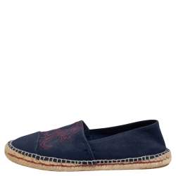 Pre Owned Carolina Herrera Navy Blue Espadrille Slip On Loafers Size 41