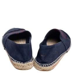 Pre Owned Carolina Herrera Navy Blue Espadrille Slip On Loafers Size 41