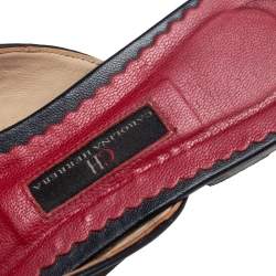 Pre Owned Carolina Herrera Black Satin  Embellished Mule Sandals Size 38