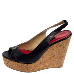 مملوكة مسبقًا صندل سي إتش كارولينا هيريرا نعل سميك فتحة كعب نعل روكى جلد أزرق مقاس 40