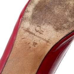 Pre Owned CH Carolina Herrera Red Patent Leather Bow Block Heel Pumps Size 38