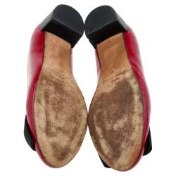 Pre Owned CH Carolina Herrera Red Patent Leather Bow Block Heel Pumps Size 38