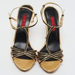 مملوكة مسبقًا صندل سي إتش كارولينا هيريرا سير حرف تي ذهبي/أسود مقاس 38