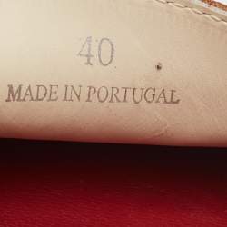 Pre Owned CH Carolina Herrera Brown Leather Logo Charm Detail Loafers Size 40