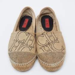 Pre Owned حذاء إسبادريل فلات كانفاس ذهبي ميتالك مقاس 38