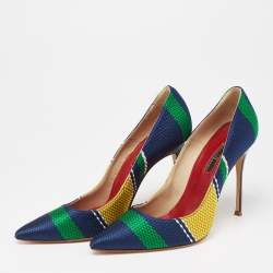 Carolina Herrera Multicolor Knit Fabric Pointed Toe Pumps  Size 40