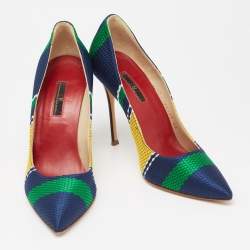 Carolina Herrera Multicolor Knit Fabric Pointed Toe Pumps  Size 40