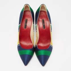 Carolina Herrera Multicolor Knit Fabric Pointed Toe Pumps  Size 40
