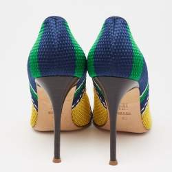 Carolina Herrera Multicolor Knit Fabric Pointed Toe Pumps  Size 40
