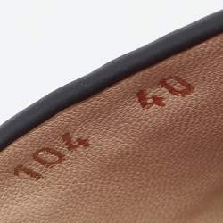 Pre Owned Carolina Herrera Black Monogram Leather Traveller Locked Slide Sandals Size 40