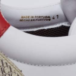 Pre Owned Carolina Herrera White Leather And Canvas Slip On Sneakers Size 41