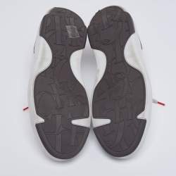 Pre Owned Carolina Herrera White Leather And Canvas Slip On Sneakers Size 41