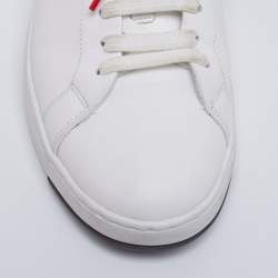 Pre Owned Carolina Herrera White Leather And Canvas Slip On Sneakers Size 41
