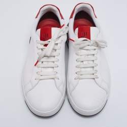 Pre Owned Carolina Herrera White Leather And Canvas Slip On Sneakers Size 41