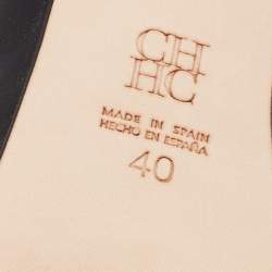 Pre Owned CH Carolina Herrera Black Leather and Patent CH Pumps Size 40