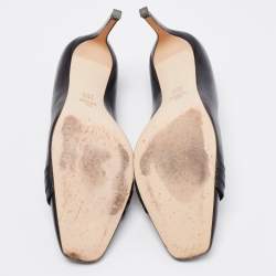 Pre Owned CH Carolina Herrera Black Leather and Patent CH Pumps Size 40