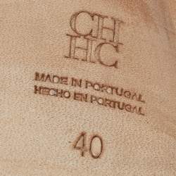 Pre Owned CH Carolina Herrera Black/White Fabric And Patent Leather Pointed Toe Pumps Size 40