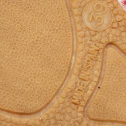 Pre Owned CH Carolina Herrera Multicolor Monogram Canvas And Jute Espadrille Ankle Wrap Sandals Size 39