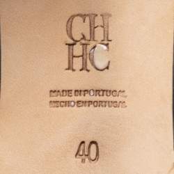 Pre Owned CH Carolina Herrera Black Multicolor Suede Slingback Sandals Size 40