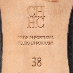 Pre Owned CH Carolina Herrera Black Satin And Glitter Slide Sandals Size 38