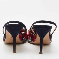 Pre Owned Carolina Herrera Multicolor Satin and Suede Bow Slingback Sandals Size 40