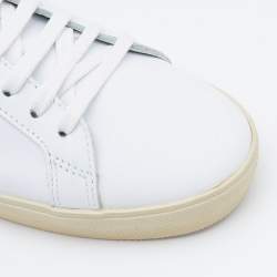 Pre Owned Carolina Herrera White Leather Crystal Embellished Low Top Sneakers Size 39