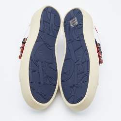 Pre Owned Carolina Herrera White Leather Crystal Embellished Low Top Sneakers Size 39