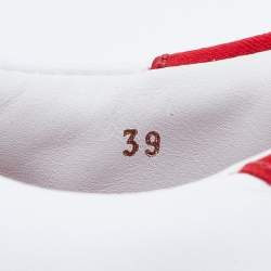 Pre Owned Carolina Herrera White Leather Crystal Embellished Low Top Sneakers Size 39