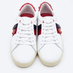 Pre Owned Carolina Herrera White Leather Crystal Embellished Low Top Sneakers Size 39