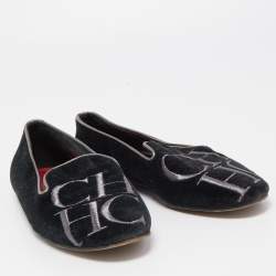 Carolina Herrera Black Suede Smoking Slipper  Size 37