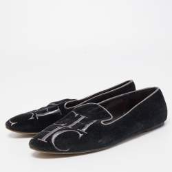 Carolina Herrera Black Suede Smoking Slipper  Size 37