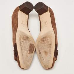Pre Owned Carolina Herrera Brown Suede Bow Pumps Size 41