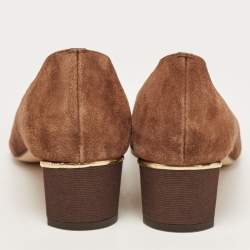 Pre Owned Carolina Herrera Brown Suede Bow Pumps Size 41