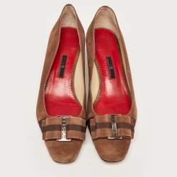 Pre Owned Carolina Herrera Brown Suede Bow Pumps Size 41