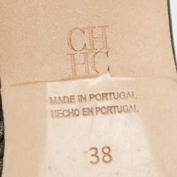 Carolina Herrera Black Mesh and Leather Initials Insignia Pumps Size 38
