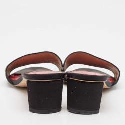 CH Carolina Herrera Black Satin and Glitter Slide Sandals Size 41