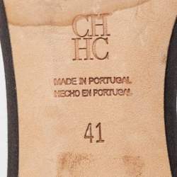 CH Carolina Herrera Black Satin and Glitter Slide Sandals Size 41
