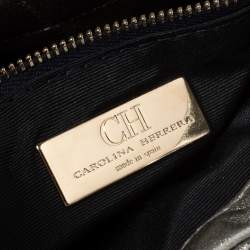 Pre Owned Carolina Herrera Metallic Silver Quilted Leather Chain Clutch
