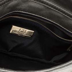 Pre Owned Carolina Herrera Metallic Silver Quilted Leather Chain Clutch