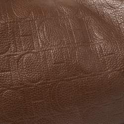 Pre Owned Carolina Herrera Brown Monogram Embossed Leather Hobo
